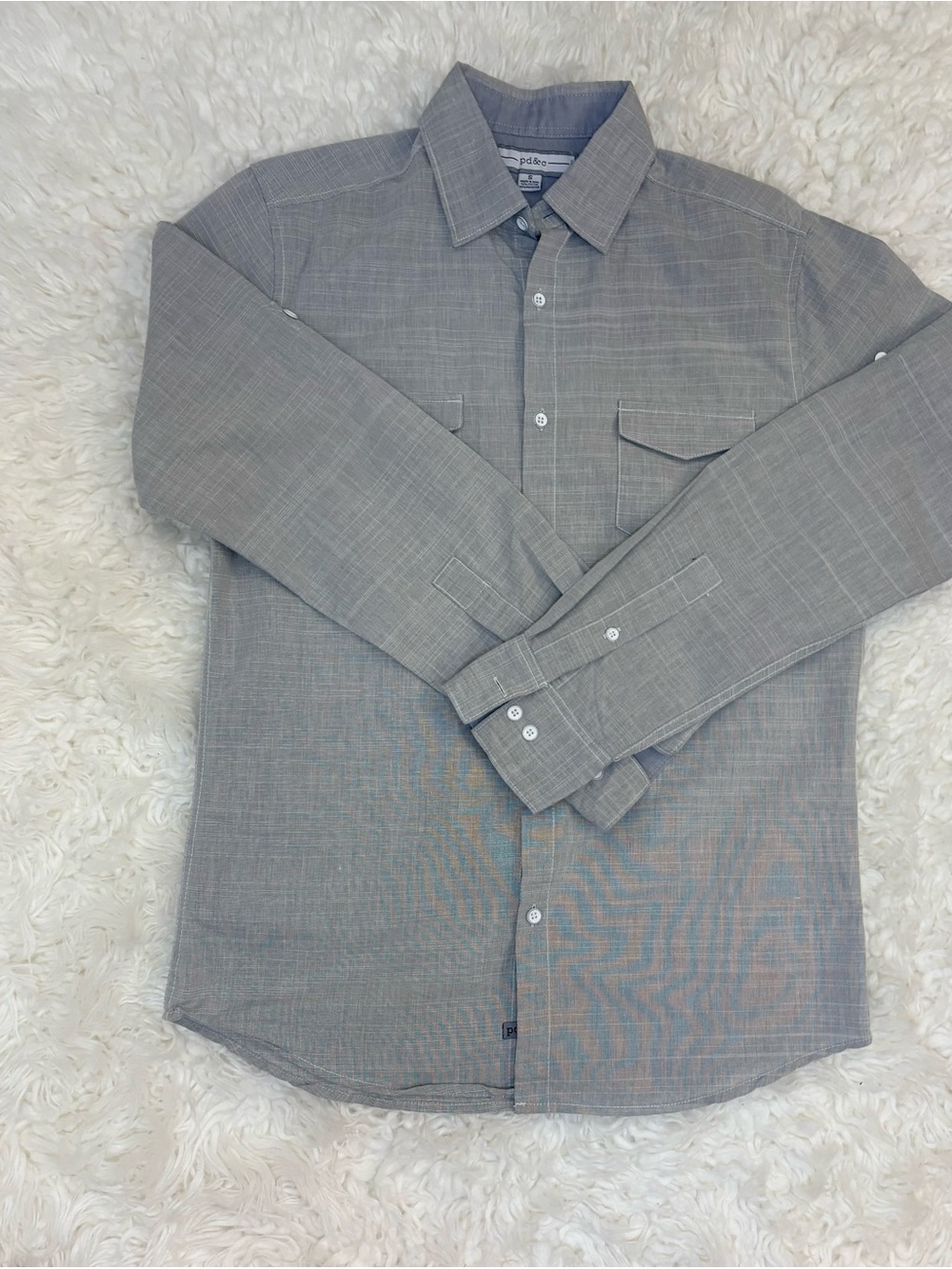 pd&co Men’s Grey Long Sleeve Button-Down Shirt - Size S